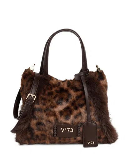 V73 Leopard-print Faux-fur Tote Bag In Brown