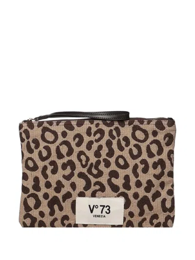 V73 Leopard-print Make-up Bag In Purple