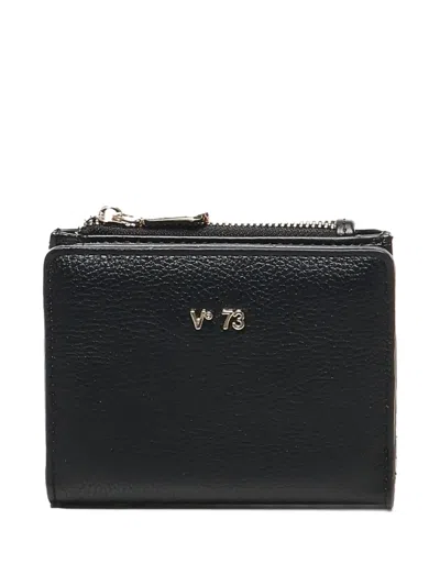 V73 Lettering Logo Zip Wallet In Black