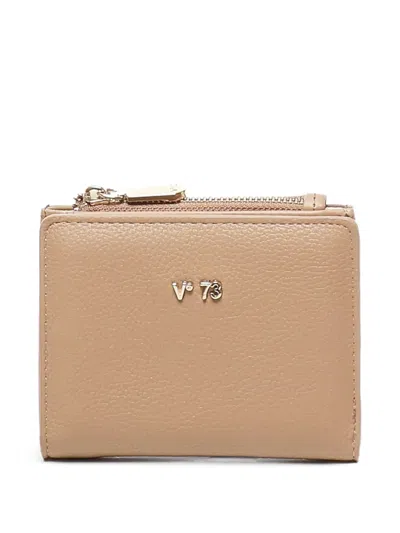 V73 Lettering Zip Wallet In Brown