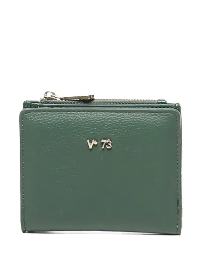V73 Lettering Zip Wallet In Green