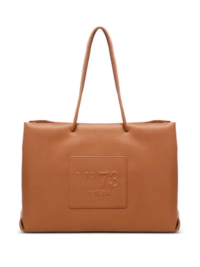 V73 Logo-embossed Tote Bag In Brown
