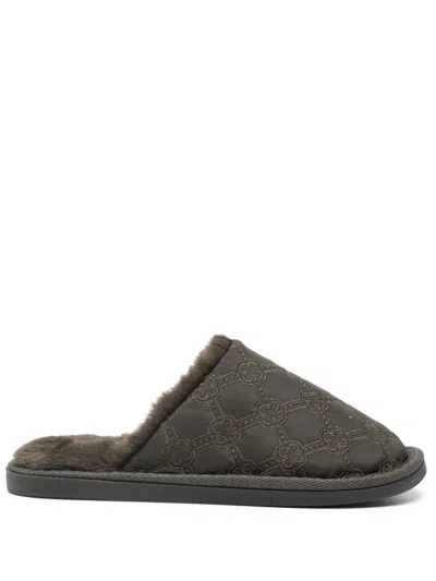 V73 Logo-embroidered Slippers In Green