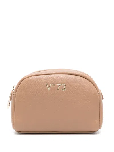 V73 Logo-plaque Make-up Bag In Neutrals