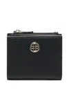 V73 Logo-plaque Zip-top Wallet In Black