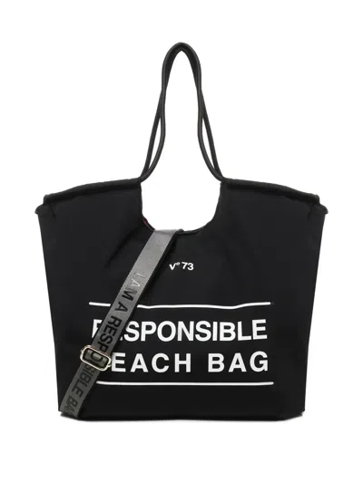 V73 Logo-print Beach Bag In Black