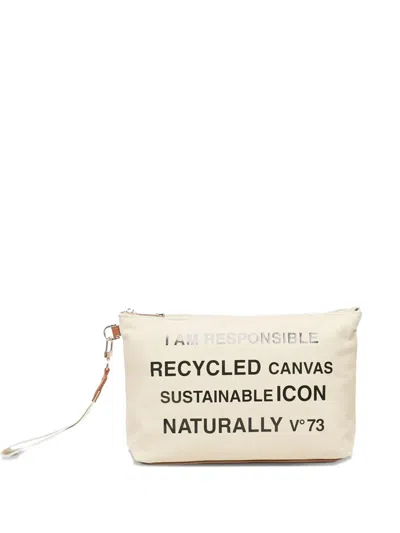 V73 Logo-print Clutch Bag In Neutral