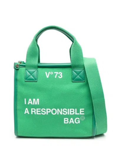 V73 Logo-print Detail Shoulder Bag In Grün
