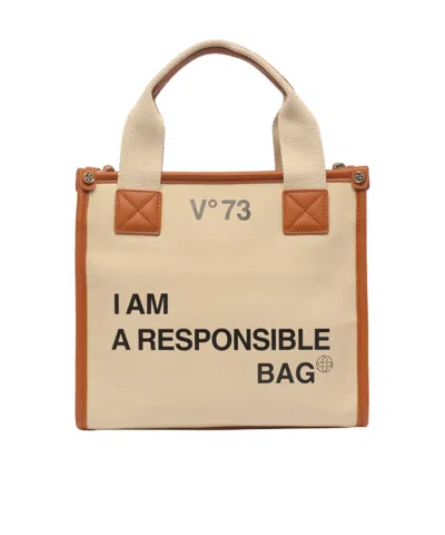 V73 Logo Printed Tote Bag In Nude