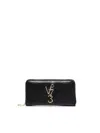V73 Logo-plaque Zip-around Wallet In Black