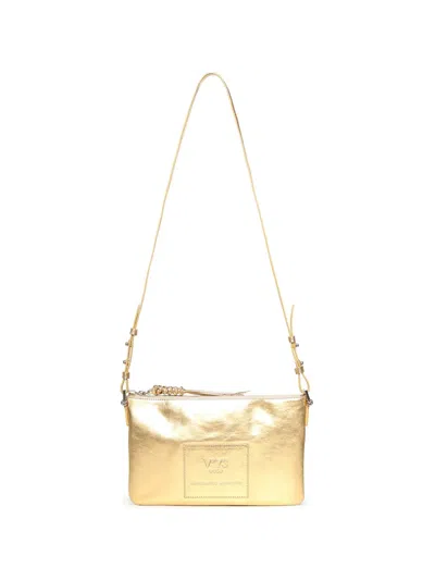 V73 Logo-patch Leather Shoulder Bag In Gold