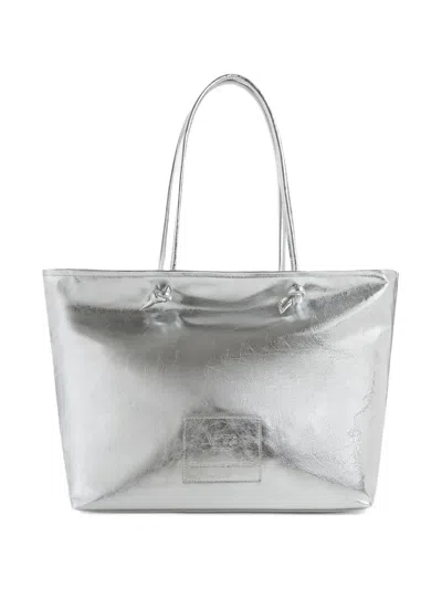 V73 Logo-patch Tote Bag In Silver
