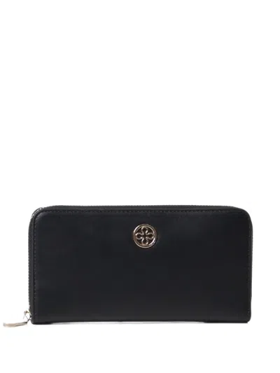 V73 Logo-plaque Zip-around Wallet In Black