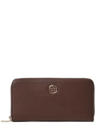 V73 Logo-plaque Zip-around Wallet In Brown