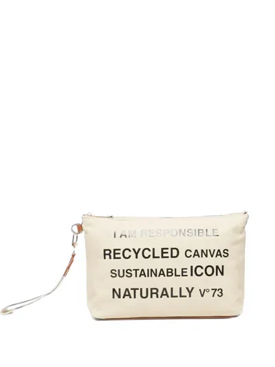 V73 Logo-print Canvas Clutch Bag In Metallic