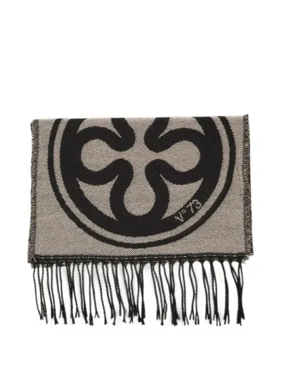 V73 Logo-print Frayed Scarf In Black