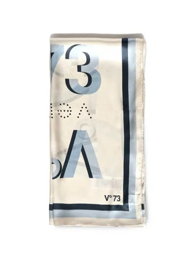 V73 Logo-print Silk Scarf In 블루