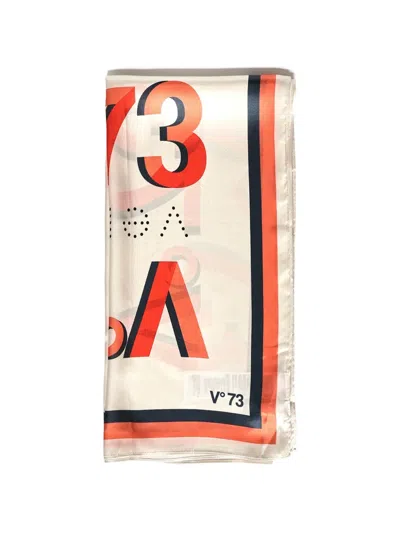 V73 Logo-print Silk Scarf In White