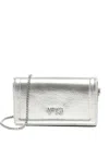 V73 Metallic-effect Flap Shoulder Bag In Gray