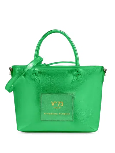 V73 Metallic Knotted Tote Bag In Green