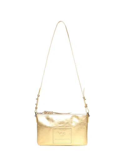 V73 Metallic Logo-patch Shoulder Bag In Gold