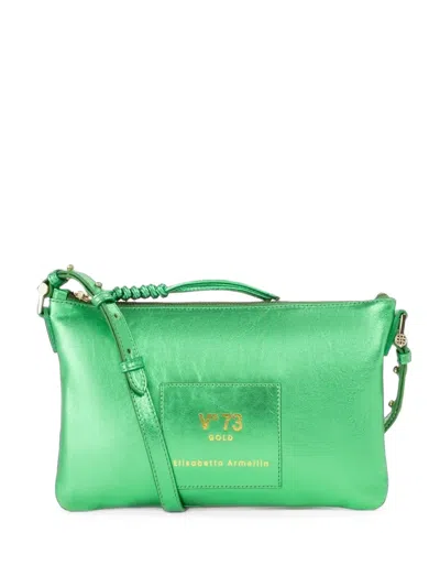 V73 Metallic-effect Shoulder Bag In Green