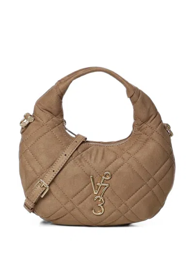 V73 Mini Diaspro Quilted Tote Bag In Brown