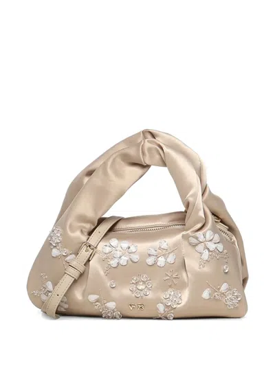 V73 Mini Floral-embellished Shoulder Bag In Brown