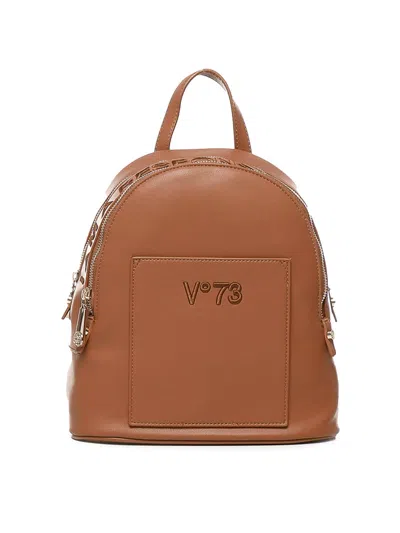 V73 Echo 73 Logo-embroidered Backpack In Beige