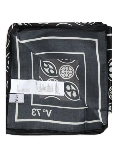 V73 Patterned Silk Scarf In Black