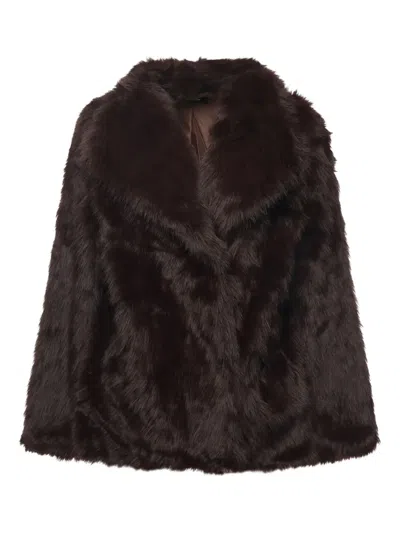 V73 Penny Long-sleeve Coat In Brown