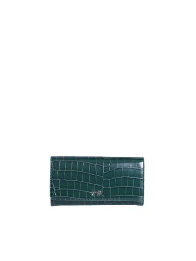 V73 Perla Wallet With Crocodile Print In Green