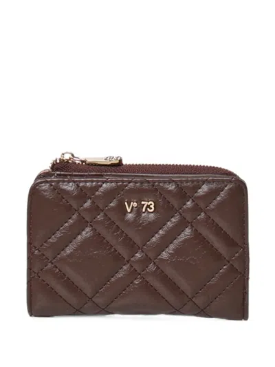 V73 Quilted Logo-plaque Wallet In Brown