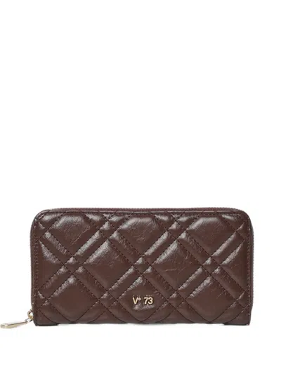 V73 Quilted Logo-plaque Wallet In Brown