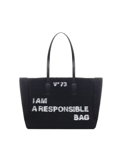 V73 Recycled Felt Shopping Bag I Am A Responsibly Bag In Black