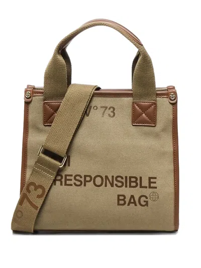V73 Responsability Logo-detail Shoulder Bag In Brown