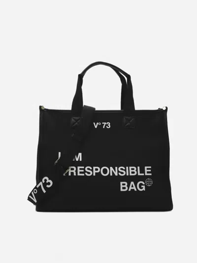 V73 Responsibility Cotton Tote Bag In Black