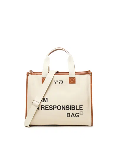 V73 Responsibility Cotton Tote Bag In Brown
