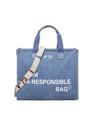 V73 Responsibility Cotton Tote Bag In Denim