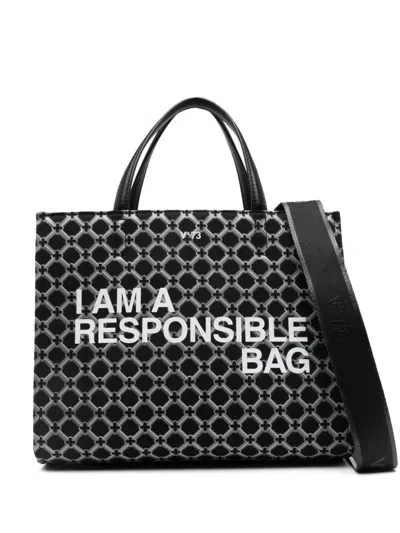 V73 Responsibility Logo Crossbody Bag In 黑色