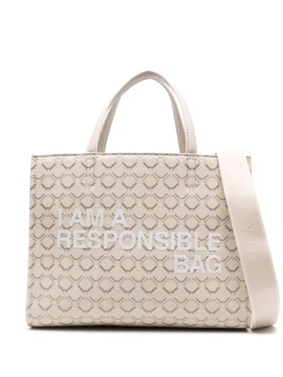 V73 Responsibility Logo Tote Bag In 白色