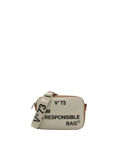 V73 Responsibility Shoulder Bag In Cotton In Naturale/cuoio