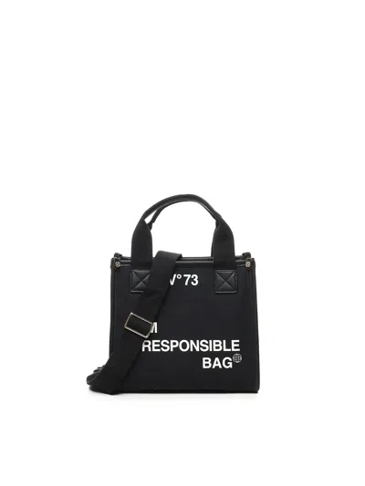 V73 Responsibility Tote Bag In Canvas And Eco-leather In Black