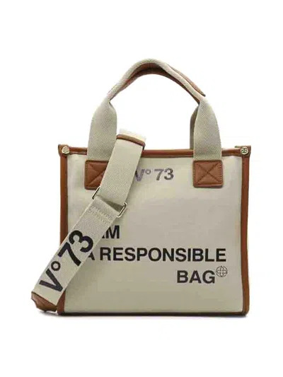 V73 Responsibility Tote Bag In Canvas In Beis