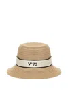 V73 Ribbon-trimmed Straw Hat In Neutral