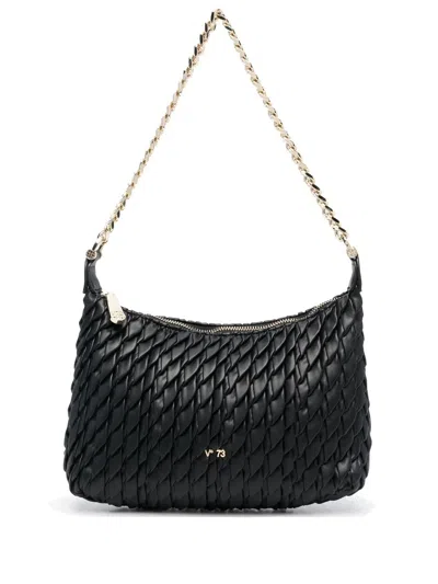 V73 Rossy Embossed Pin-tuck Detail Shoulder Bag In Black