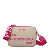 V73 V°73 女子s Responsibility 双聚酯斜挎包 米色/紫红色 In Pink
