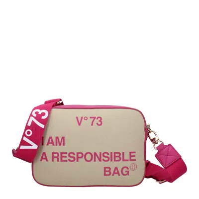 V73 V°73 女子s Responsibility 双聚酯斜挎包 米色/紫红色 In Pink