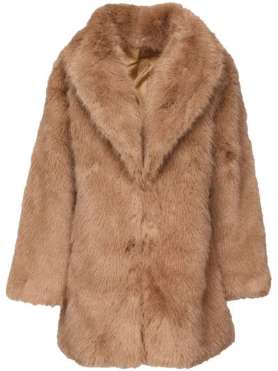 V73 Shearling Coat In Beige