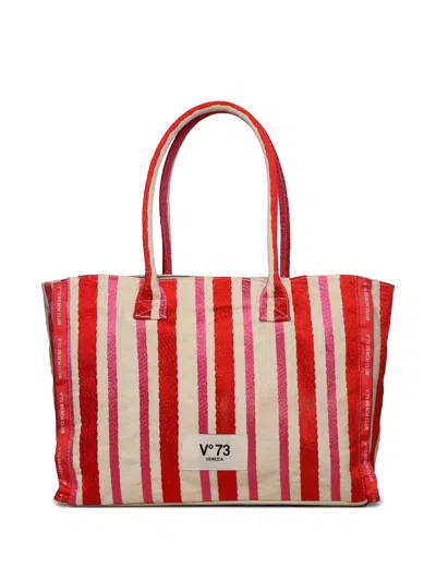 V73 Striped Tote Bag In Red